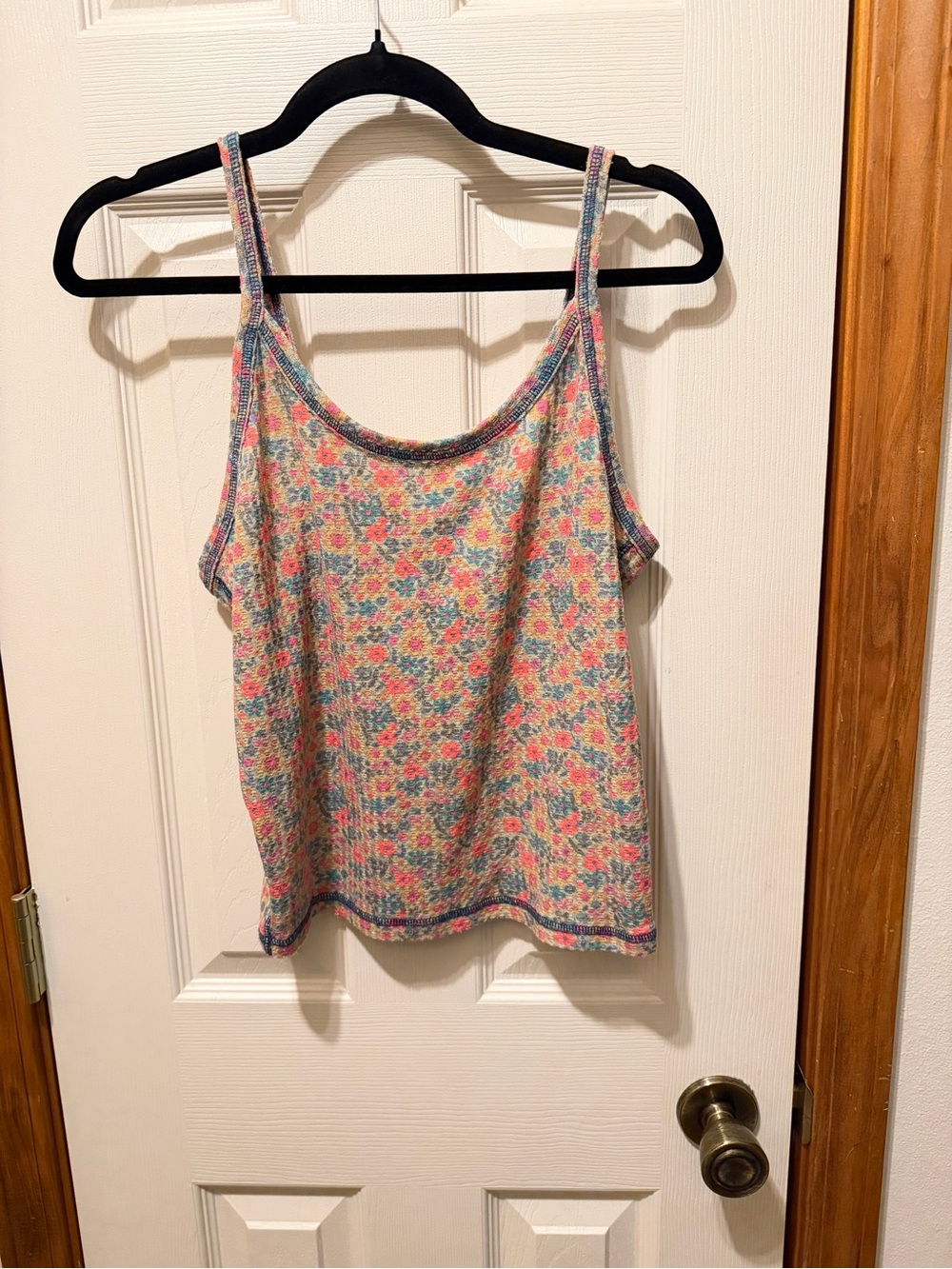 Natural Life Floral Knit Scoop Neck Tank Top - Pink Multi Size M
